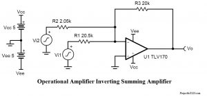 Operational Amplifier summing amplifier, summing amplifier,Op amp summing amplifier,741 summing amplifier,Operational Amplifier 741 summing amplifier
