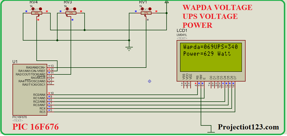 wapda ups voltage display pic microcontroller