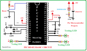 pic18f452 basic circuit,PIC18F452 Microcontroller Circuit Diagram