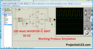 100 Watt INVERTER IC, 4047 proteus simulation,INVERTER circuit in proteus