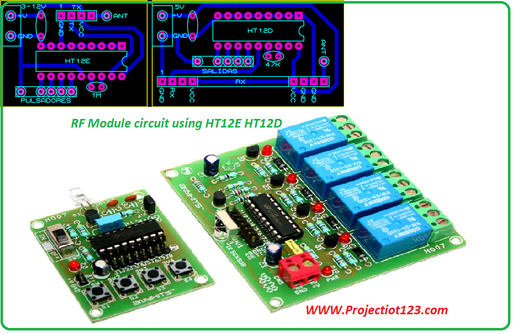 RF Module circuit using HT12E HT12D