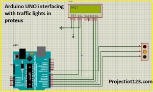 Arduino UNO interfacing with traffic lights in proteus
