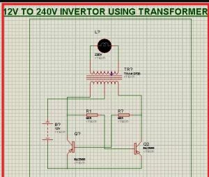 12v to 240v Inverter using Transformer in proteus
