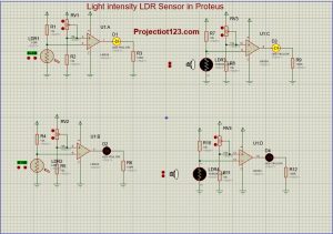 Light intensity LDR sensor in proteus