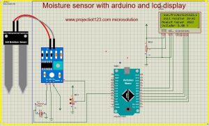 Moisture sensor with arduino and LCD display in proteus simulation
