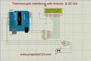 Thermocouple interfacing with arduino & I2C LCD in proteus 