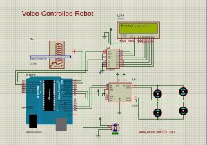 Voice-Controlled Robot interface with Arduino UNO in proteus