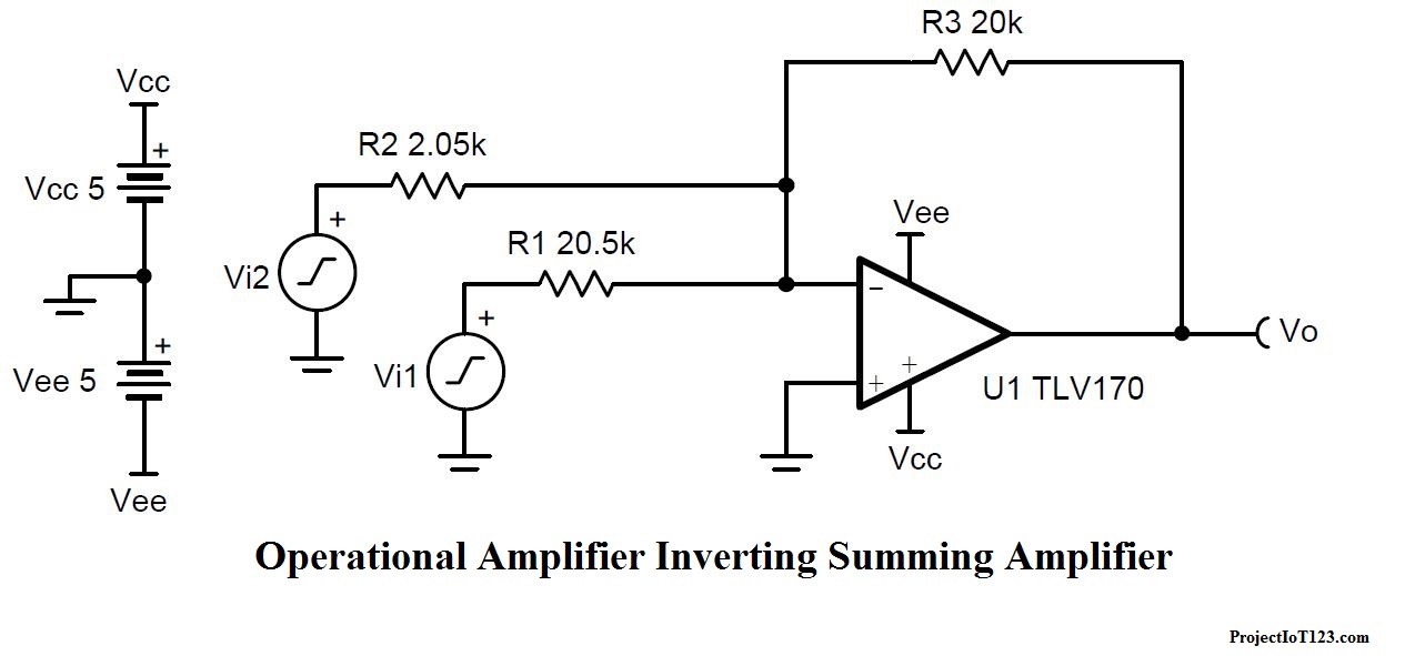 investing weighted summing amplifier op