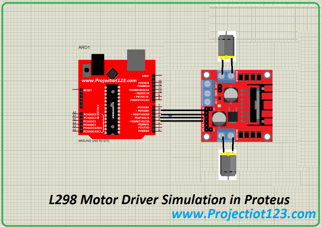 L298 Motor Driver Simulation in Proteus