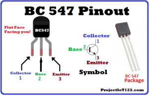 BC547 Pinout,BC547 NPN transistor,symbol of the BC547 transistor