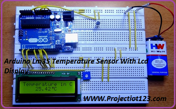Arduino Lm35 Temperature Sensor lcd Display Proteus Simulation