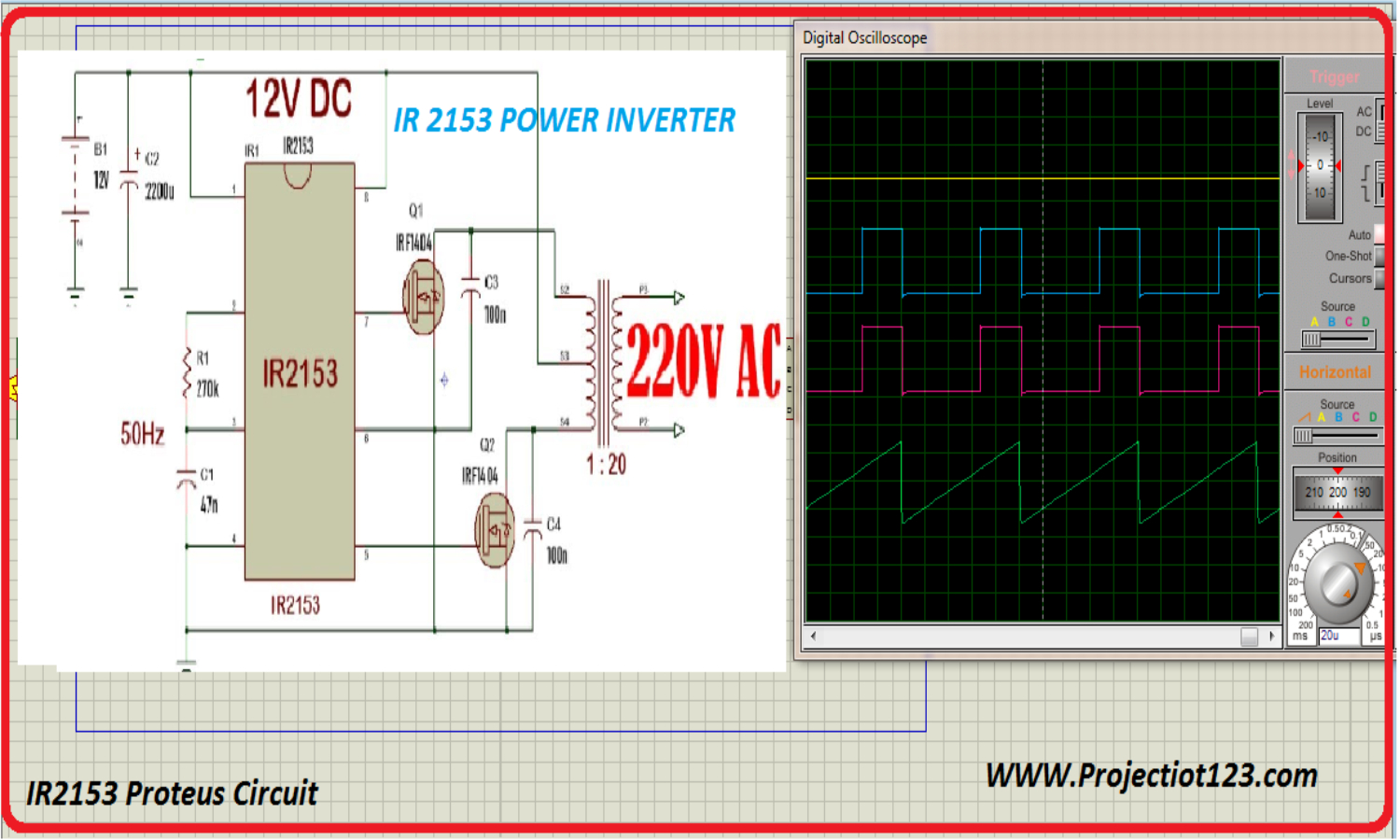 buck converter circuit with mosfet Pic Microcontroller in Proteus