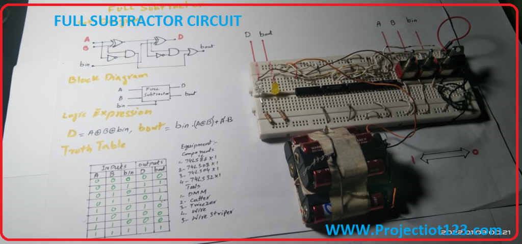 Full subtractor circuit,Full subtractor truth table