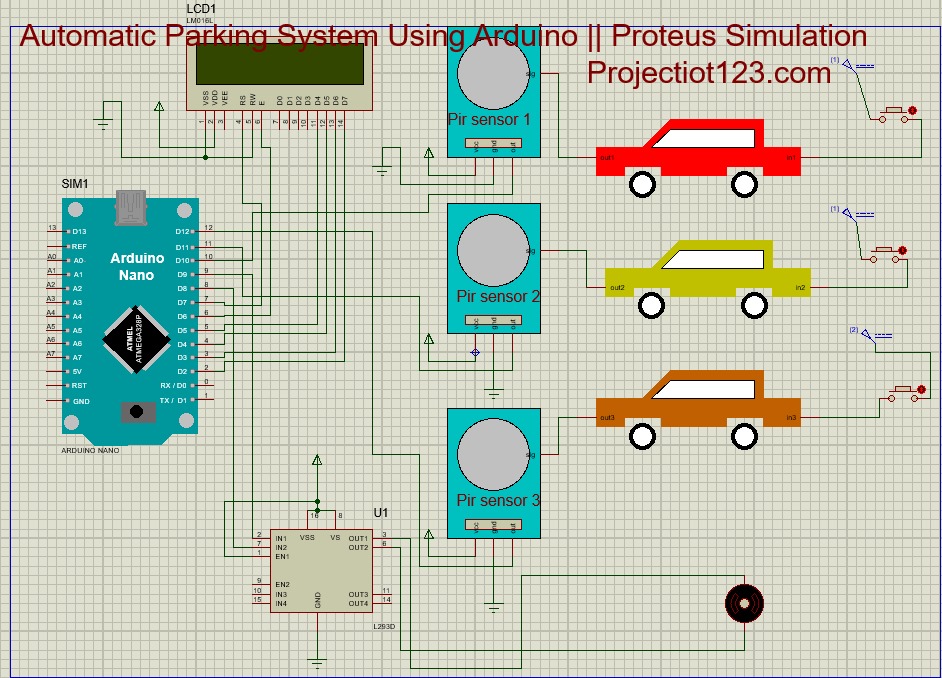 Automatic parking system using Arduino in proteus simulation