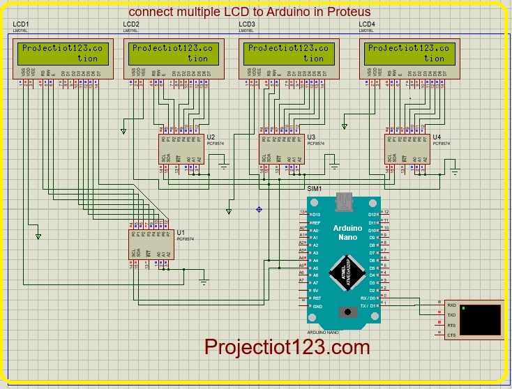 Arduino interface with I2C and multiple LCD