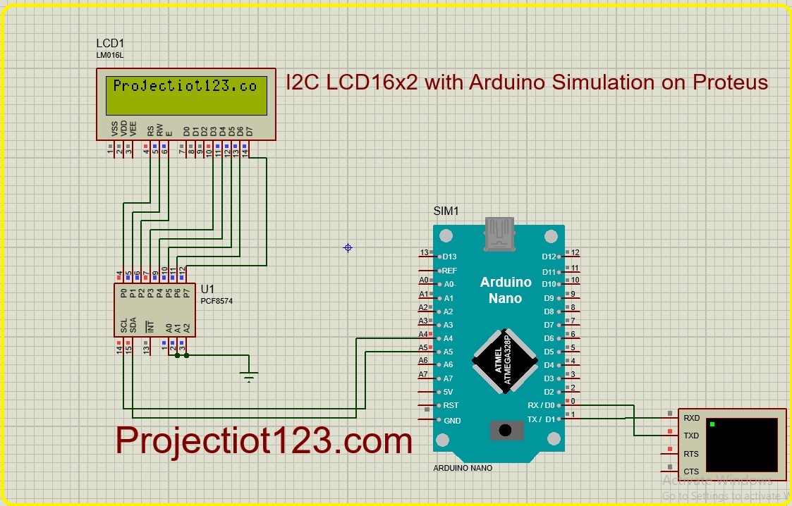 I2C LCD 16×2 with Arduino simulation in proteus