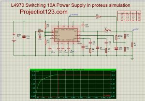 L4970 Switching 10A power supply in proteus simulation