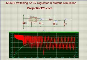 LM2595 switching 1A 3V regulator in proteus simulation 