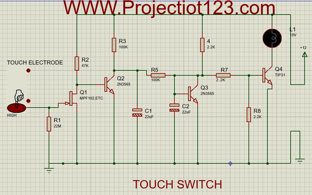Touch switch operate through touch electrode in proteus