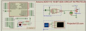 Arduino ADS1110 16-Bit ADS circuit, proteus diagram
