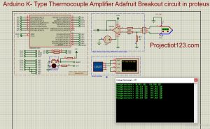 Arduino K-type Thermocouple Amplifier circuit in proteus