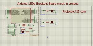 Arduino interfacing with LEDs circuit. proteus simulation