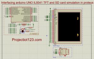 Arduino UNO with IL 9341 TFT circuit in proteus