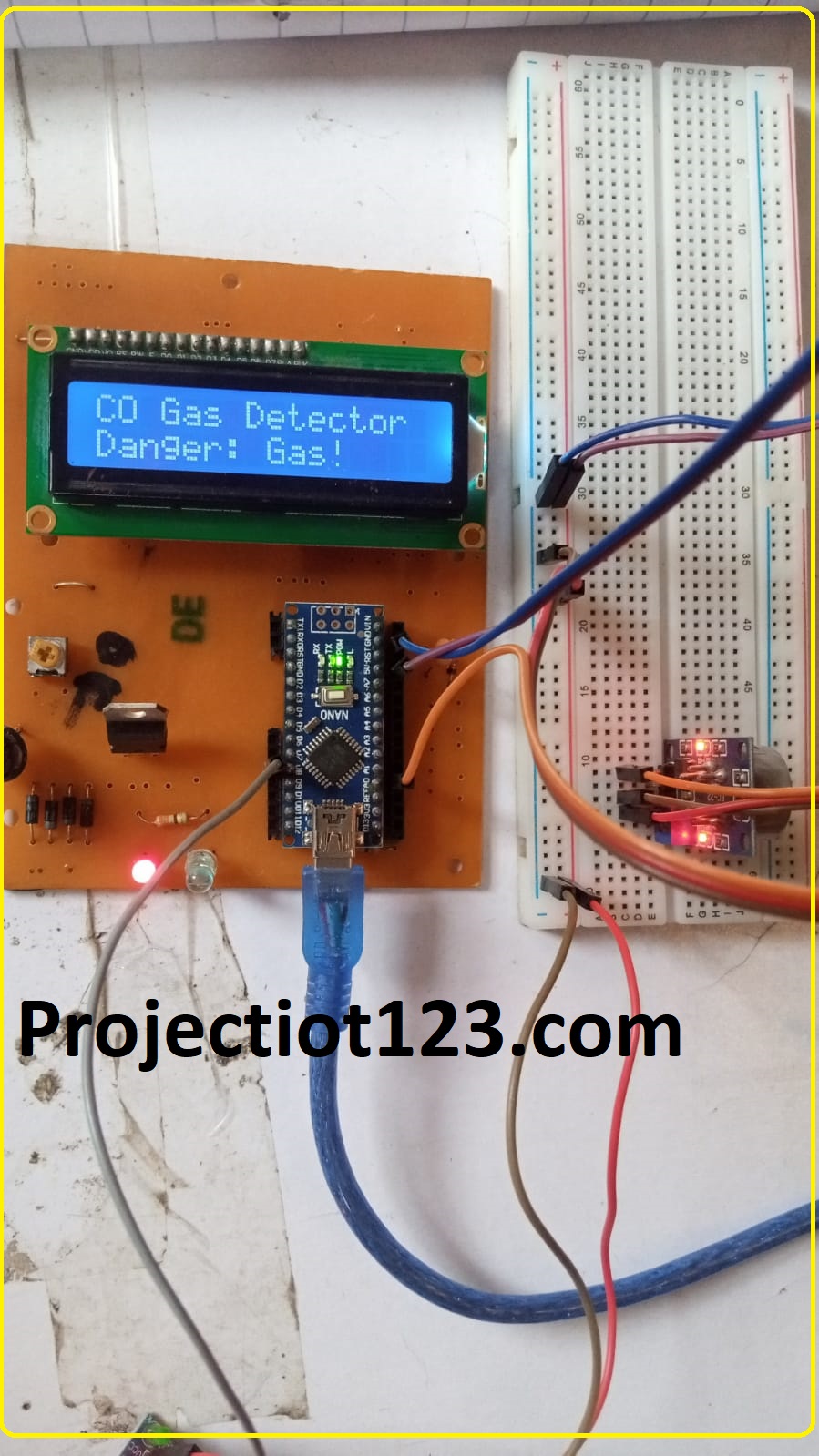 CO Gas Leak Detector with Arduino in Proteus