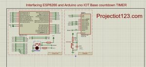 Interfacing ESP8266 and Arduino UNO IOT base countdown Timer in proteus 