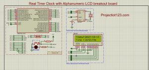 Real Time Clock with Alphanumeric LCD in proteus 
