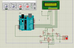 Frequency Counter circuit using Arduino. proteus diagram 