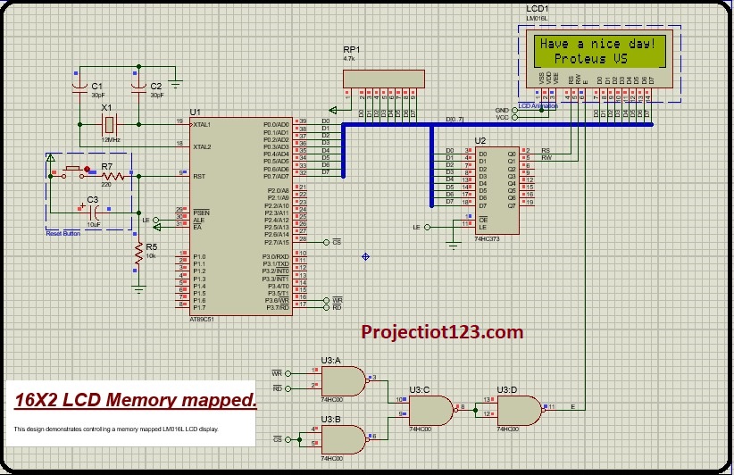 8051 interfacing shift register circuit with LCD in Proteus