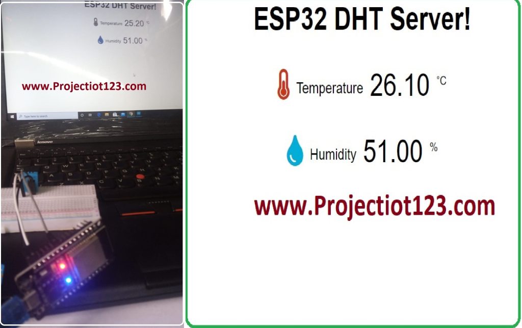 ESP32 Web server with DHT11,Using Application
