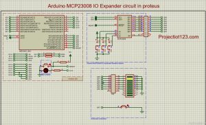 Arduino MCP23008 IO Expander circuit. proteus simulation 