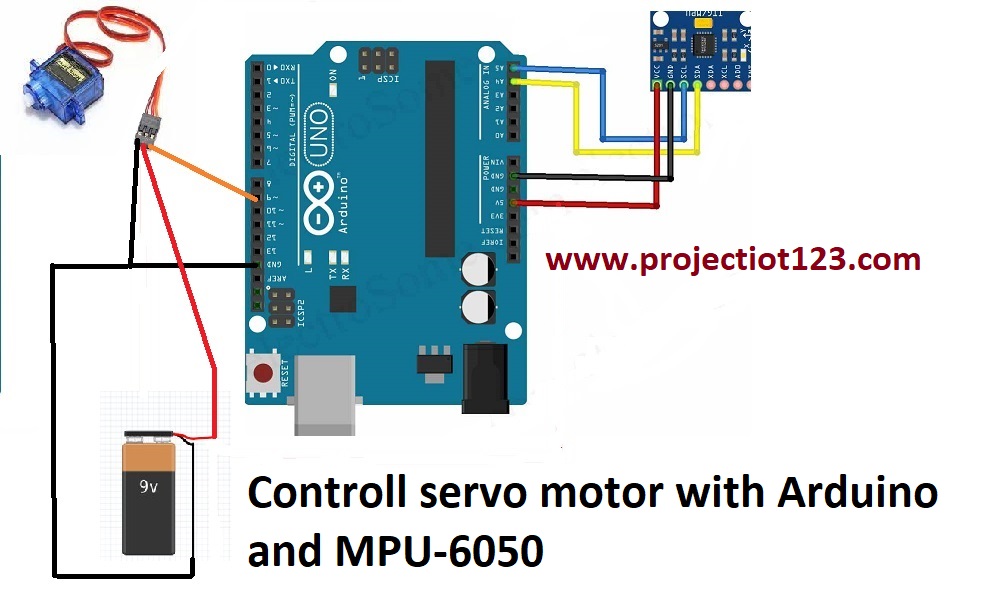 Controlling of Servo motor with Arduino and MPU 6050 