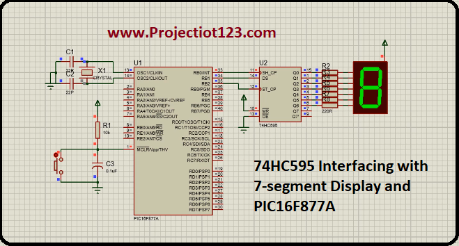 74HC595 Interfacing with 7-segment Display and PIC16F877A