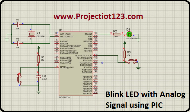 Blink LED with Analog Signal using PIC Microcontroller