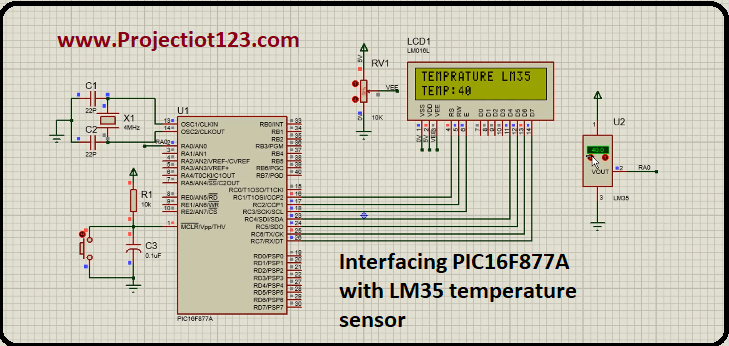 Interfacing PIC16F877A with LM35 temperature sensor