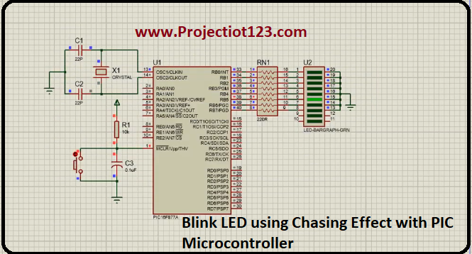 Blink LED using Chasing Effect with PIC Microcontroller