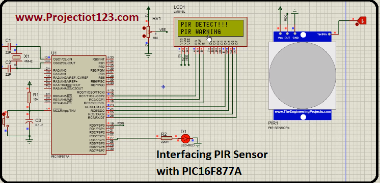 Interfacing PIR Sensor with PIC16F877A Microcontroller